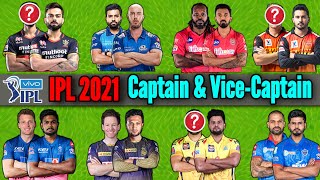 IPL 2021 All Teams Captain & Vice-Captain Name Announced | IPL 2021 All Teams Captains | IPL 2021 |