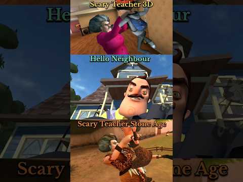 Comparison of Scary Teacher Vs Hello Neighbour Vs Scary Teacher Stone Age #shorts
