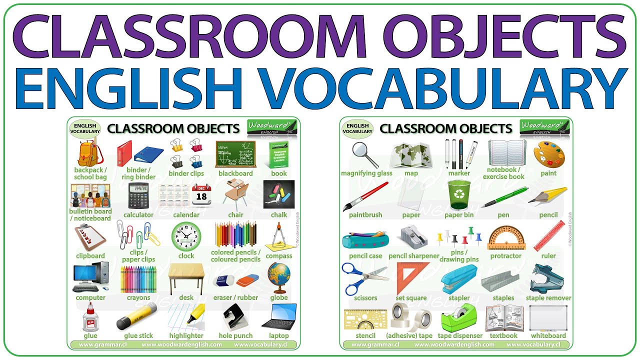 Classroom Objects in English | Learn English Vocabulary about the Classroom - 50 Classroom items