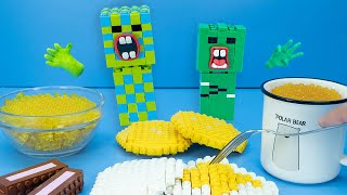 LEGO Food ASMR Eating - ANIMATION MUKBANG - Mukbang vs Minecraft Creeper