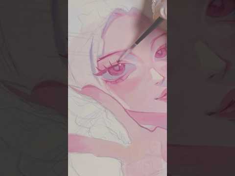 🎀☁️🎨 nana gouache painting process #art #drawing #sketchbook #painting #pink #artist