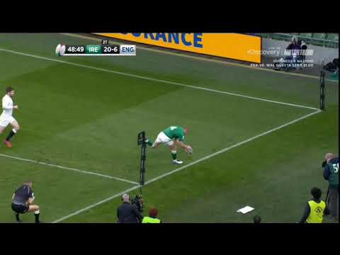 Keith Earls ACROBATIC FINISH in disallowed try | Ireland vs England 2021