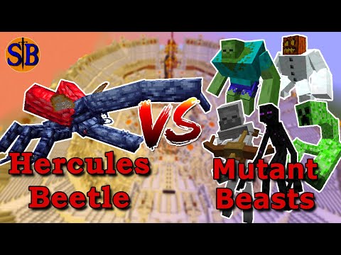 Updated Hercules Beetle (Chaos Awakens) vs Mutant Beasts | Minecraft Mob Battle