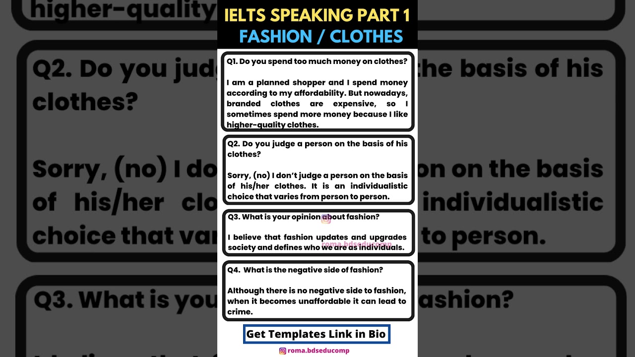 IELTS Speaking Part 1 |  fashion / clothes