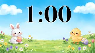 1 Minute Easter Timer | Cute Bunny & Chick Happy Classroom Countdown with Calm Music