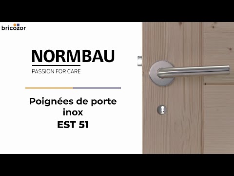 Poignées de porte sur rosaces rondes - inox - EST 51 NORMBAU