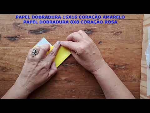 COMO FAZER UM CORAÇÃO AMARELO ORIGAMI OU ROSA CANAL 3 DOBRADURAS DE PAPEL -  如何制作折纸心