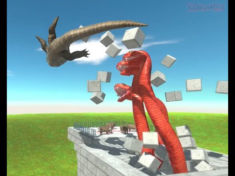 Titanoboa attack !!  titanoboa protect the livestock from predator animal revolt battle simulator