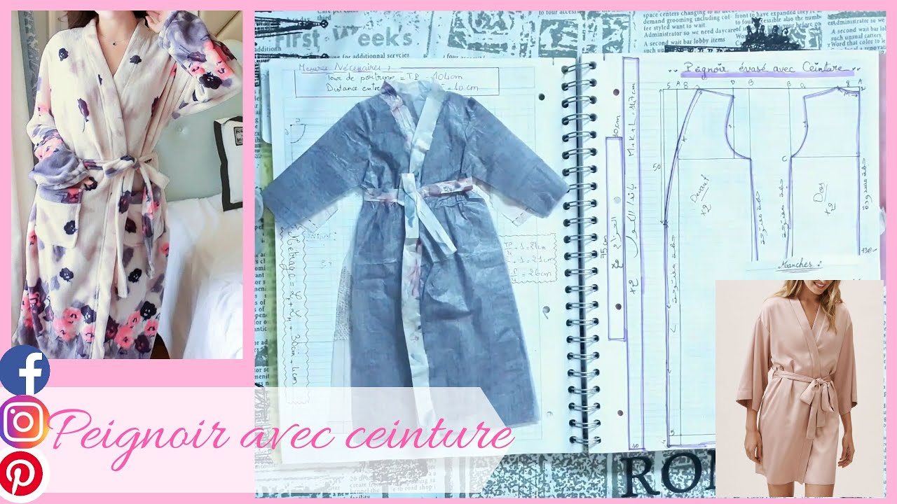 Patron Peignoir 👘évasé avec ceinture #couture#mode#fashiondesign