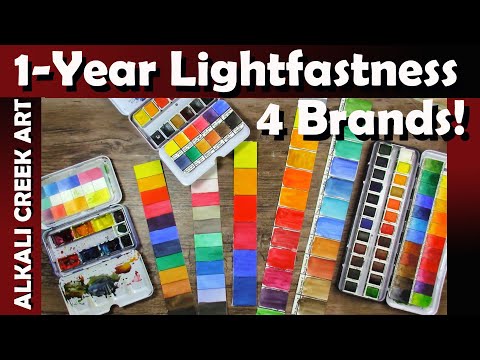 1-YEAR Lightfast Testing - 4 BRANDS + Painting!  Etchr, Daniel Smith, Paul Rubens, Schpirrer-Farben.