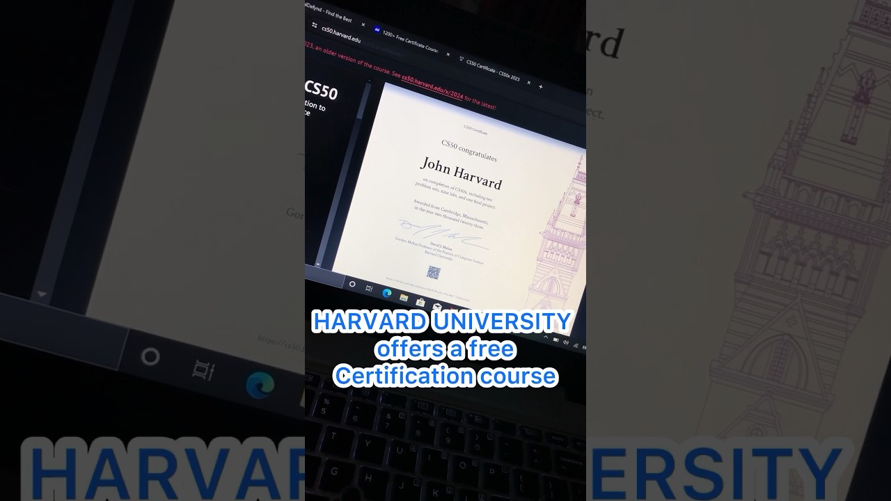 HARVARD UNIVERSITY offers a free certification course - CS50 Introduction to Computer Science