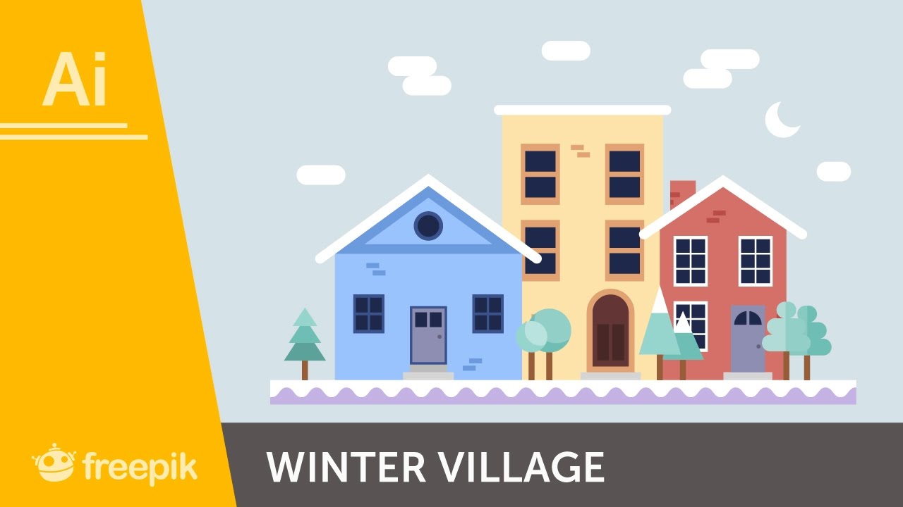PROMO - How to create a winter village in Adobe Illustrator - Maria Keller | Freepik