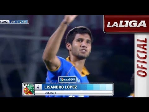 Gol de cabeza de Lisandro (1-0) en el Getafe CF - Celta de Vigo