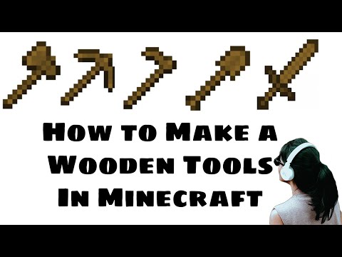 Myth Gamer - Minecraft Survival: How to Make Wooden Tools (Hoe, Shovel, Axe, Pickaxe, Sword)
