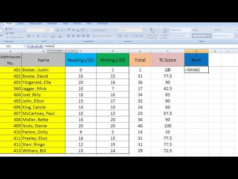 Excel Tips for Teachers Episode 3: Ranking results in Excel