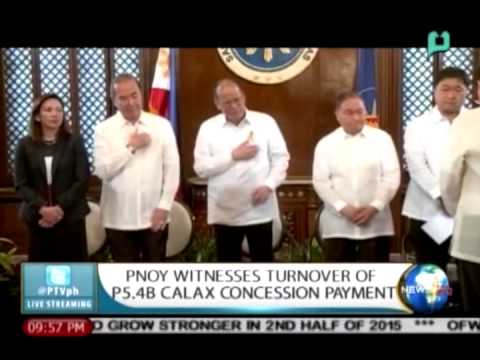 NewsLife: PNoy witnesses turnover of P5.4B CALAX concession payment || Jul. 16, 2015