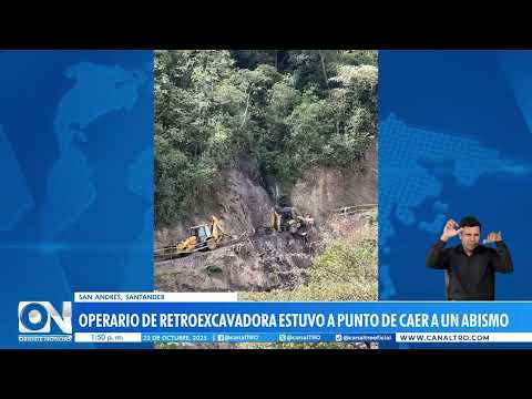Operario de maquinaria casi cae a un abismo por fuertes lluvias en San Andrés, Santander