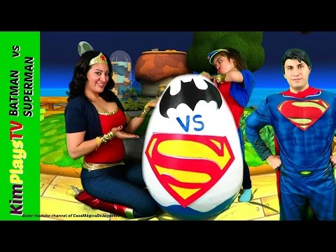 GIANT EGG SURPRISE Opening Batman vs Superman Toys Kids Video SURPRISE TOYS Awesome Toys Video