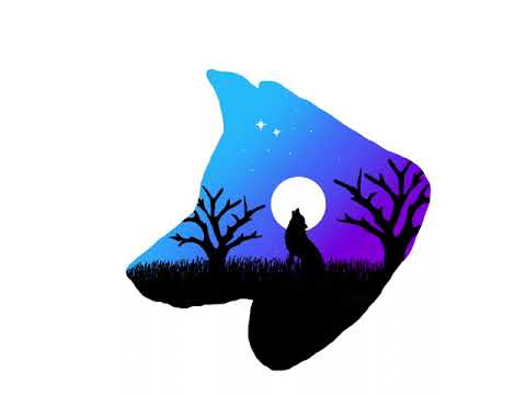 Midnight Howl #mountains #drawing #procreate #moon #blue #aestethic #beautiful #purple #wolf #howl