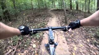 Riding a combo of the Rockburn Branch Trail and Purple Trail.