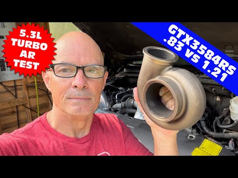 LOW BUCK GTX3584RS TURBO A/R TEST. .83 VS 1.21. 350K 2005 TAHOE 5.3L. ALSO TESTED-GTX3584RS VS G42