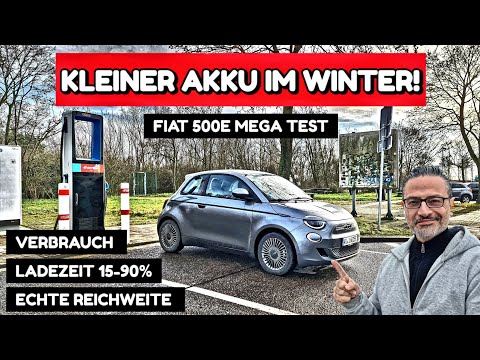 Kleine Batterie im Winter? Fiat 500e Icon Reichweite & Ladezeit 15-90%. Wintertest. Elektroauto