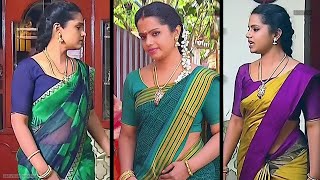 Sudha tamil tv mahalakshmi serial actress hot sari