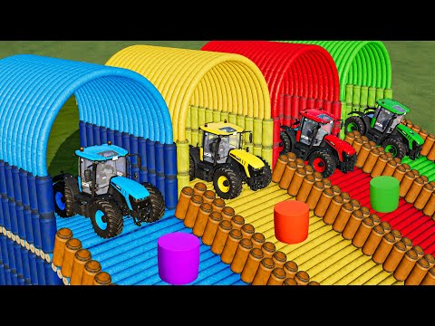 GARAGE OF COLORS! TRANSPORTING & HAY BALING WITH JCB TRACTORS! Farming Simulator 22