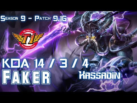 SKT T1 Faker KASSADIN vs AKALI Mid - Patch 9.16 KR Ranked