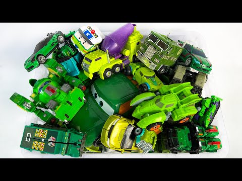 BOX full of Green Transformers Robot Car Legion Class: Optimus, Hound, Crosshairs, Excavator, Tobot