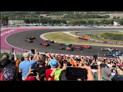 F1 Race Start Hungaroring 2023 First Corner - Gold4 Grandstand View 🤩#formula1 #f1