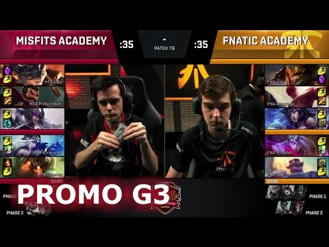 Misfits Academy vs Fnatic Academy | Game 3 Promotion S7 EU LCS Summer 2017 | MFA vs FNA G3
