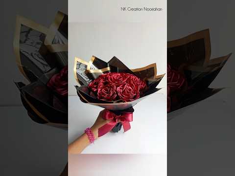 DIY Satin Ribbon Rose Bouquet | Rose Flower Bouquet #shorts #bouquet #rose #flowers