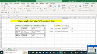 Filter multiple values using FILTER function in Excel