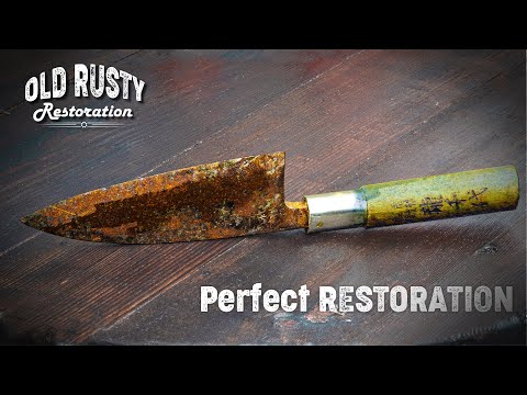 Perfect Japanese knife restoration. /Old Rusty Deba Knife /