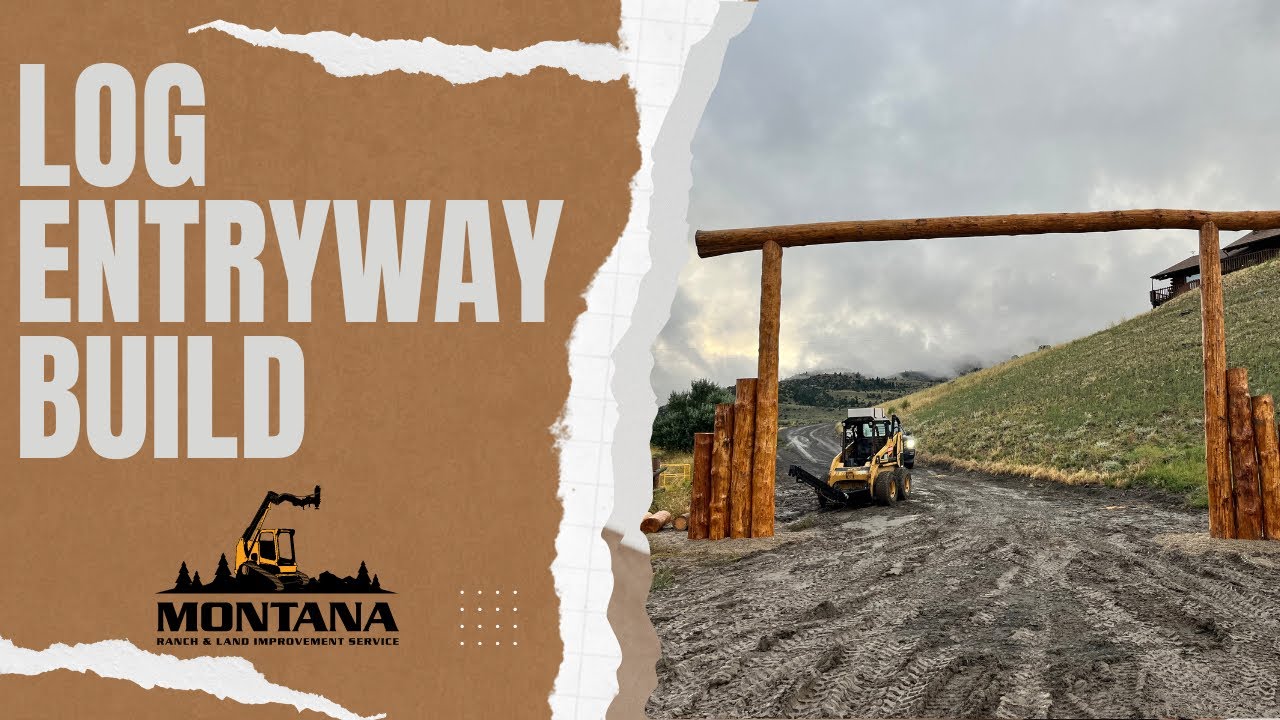 Log Entryway Arch and Matching Horse Hitching Posts by Montana Ranch & Land Improvement Service!