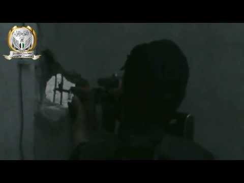 استهداف قناصي كتيبة دمشق عاصمة الأمويين رشاش دوشكا متمركز على مشفى تشرين العسكرية في حي برزة في مدينة دمشق