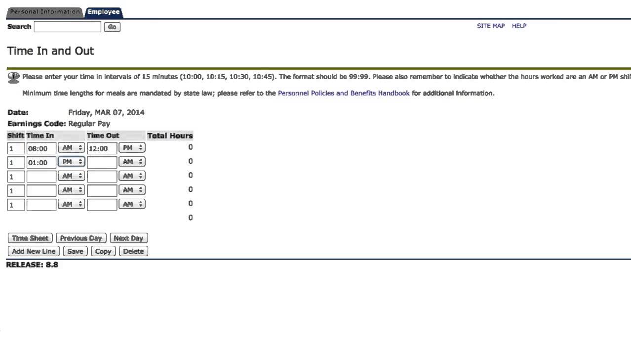 Web Time Entry - Employee Overview