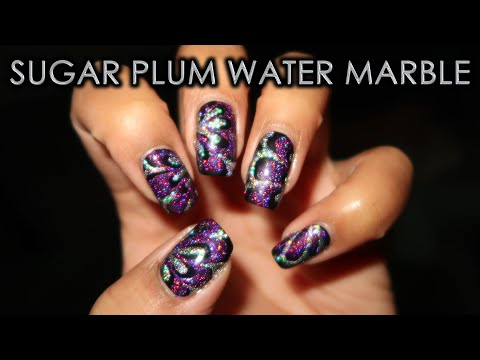 Sugar Plum Water Marble | 12 Days of Christmas Nail Art | DIY Tutorial