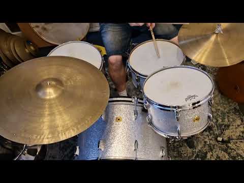 Gretsch USA Custom 24, 13, 16 Slingerland 50s SuperGene Krupa 14x7, 50's Zildjian 24 and 60s 16 hats