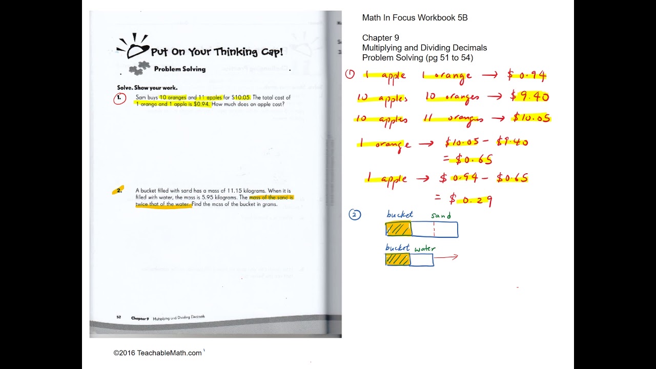 MIF Workbook 5B Solutions Chapter 9 Multuplying and Dividing Decimals (Pg51 to 54)