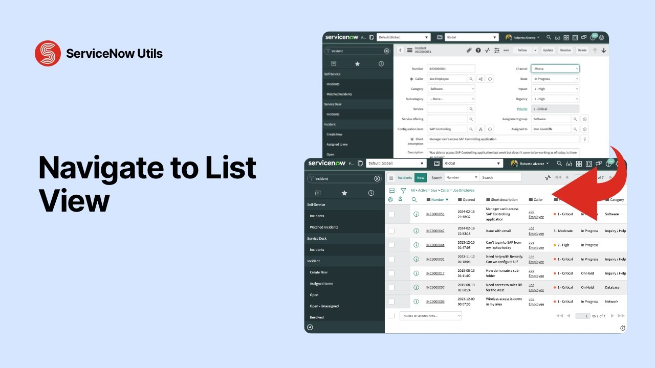 Navigate to List View demo