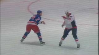 New Leafer Colton Orr goes head to head with Capitals heavy weight Donald Brashear