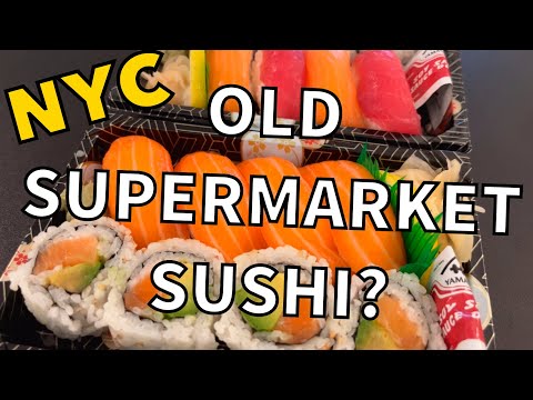 Trying the closing time Sushi from Whole Foods Market, Manhattan West, New York City.