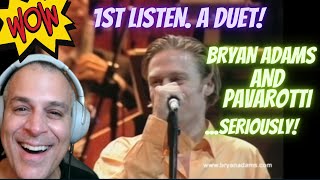 AMAZING DUET PAVAROTTI &amp; BRYAN ADAMS!! VERY 1ST REACTION. &quot; &#39;O SOLE MIO.&quot;   WOW!