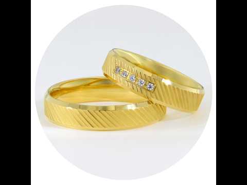 Verighete Aur Galben 14k Textura diagonala 5 Diamante Naturale