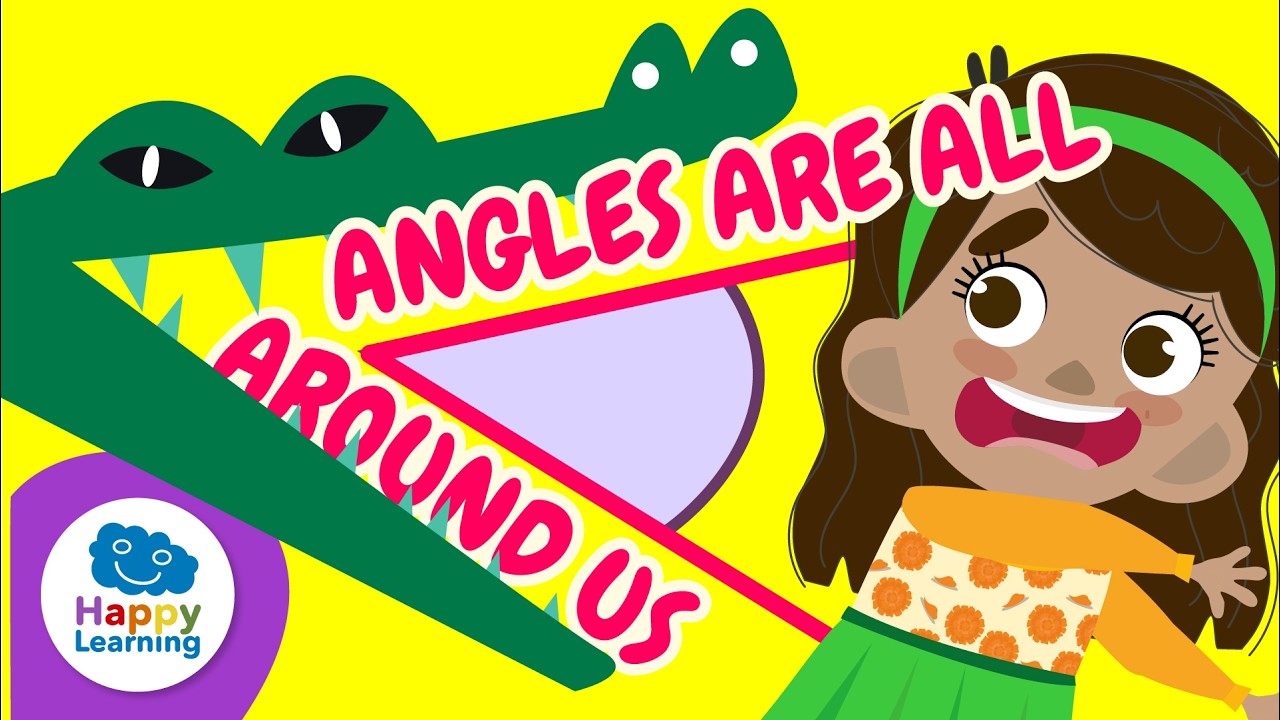 📐 ANGLES are here | ACUTE, RIGHT & OBTUSE ANGLES | Educational Videos for Children @HappyLearningEN