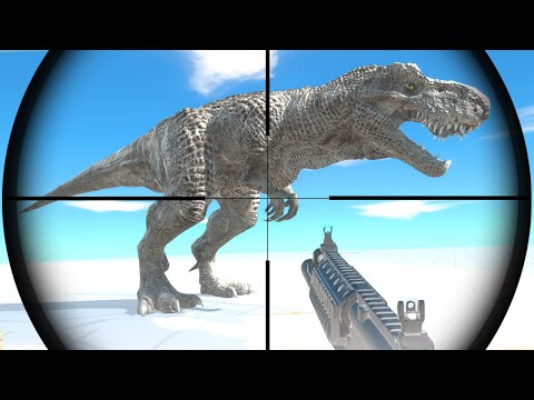 Remastered ALBINO T Rex vs ALL Weapons FPS Perspective - Animal Revolt Battle Simulator #17