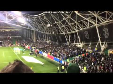 Bosnia fans during minute of silence - Republic of Ireland vs. Bosnia and Herzegovina - 16/11/2015