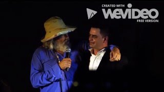 Academy Award winner Jeff Bridges and crooner Brian Evans on stage